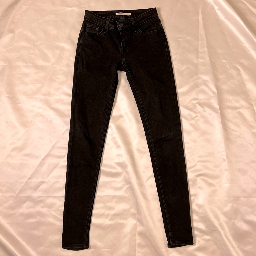 Womens Levi’s 535 Super Skinny Black Jeans Size 25